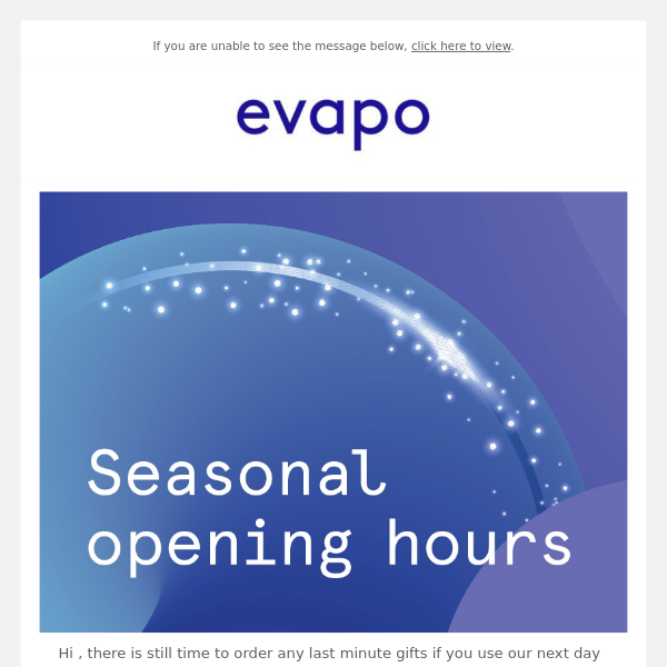 Seasonal opening hours | Last chance for Christmas delivery