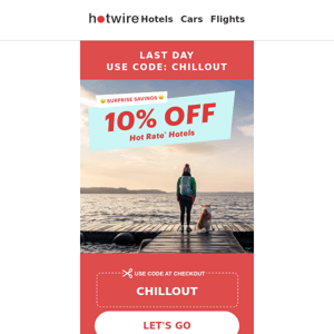 ⏰ SALE ENDS TODAY: Don't miss 10% off Hot Rate® Hotels!