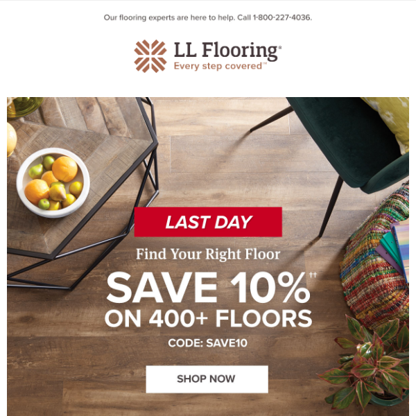 Last Call: Save 10% on all flooring today!