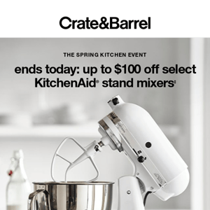 ENDS TODAY: Up to $100 off the KitchenAid mixer everyone swears by