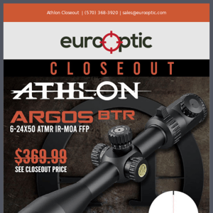 CLOSEOUT: Athlon Argos BTR 6-24x50 Riflescope with ATMR Reticle