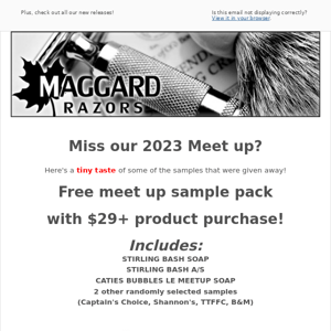 Free Maggard Meetup Sample Pack with $29 order!
