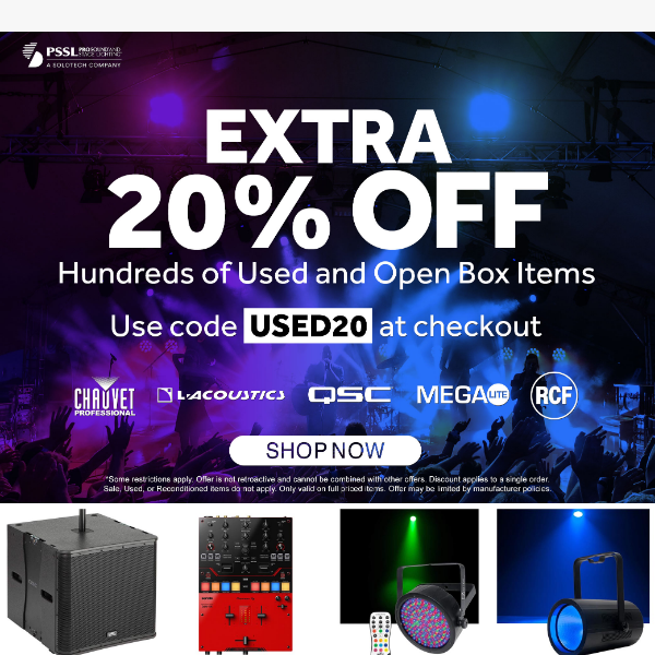 Now live: Extra 20% OFF Used and Open Box Gear