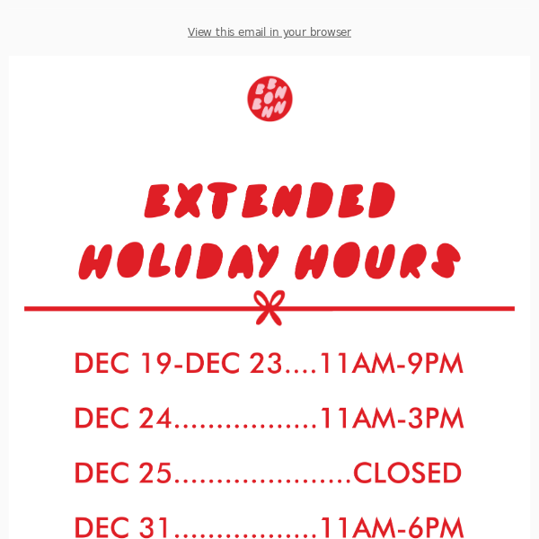 Extended Bon Shop Hours