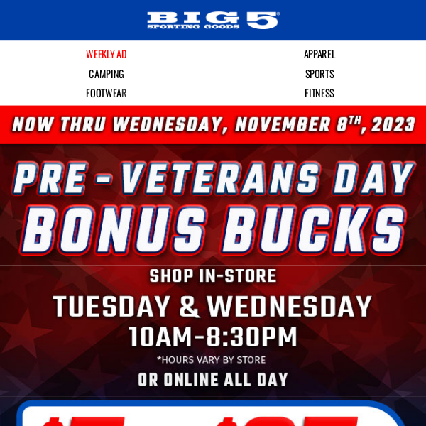 [$5 Off $25] 🤩 Pre-Veteran's Day Coupon! 2 Days Only!