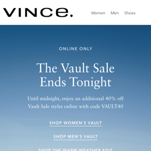 Last Day For Up To 80% Off: The Vince Vault Sale