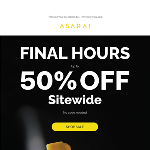 ⚠️ FINAL HOURS: Up to 50% OFF!