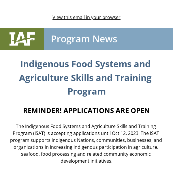 Reminder! ISAT Applications are Open