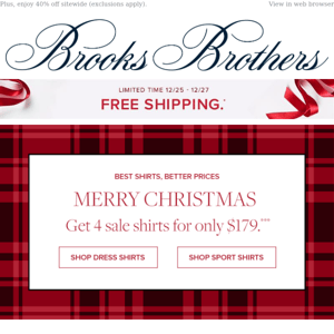 Merry Christmas Shirt Alert: Get 4 shirts for $179.