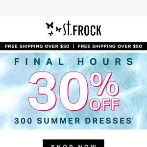 ENDS MIDNIGHT | 30% off 300 Summer Dresses