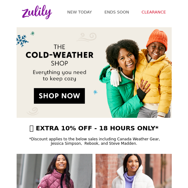 EXTRA 10% OFF winter outerwear, shoes & more!