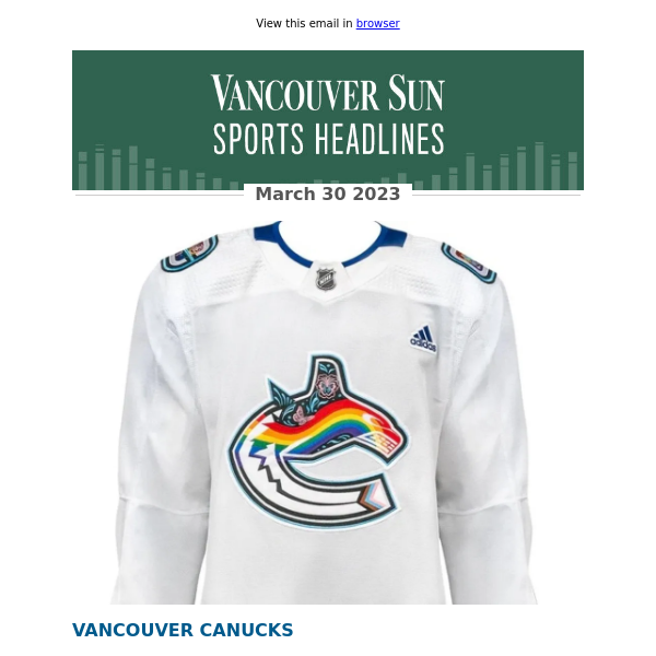 Canucks to don new Pride warm-up jerseys ahead of Friday's matchup
