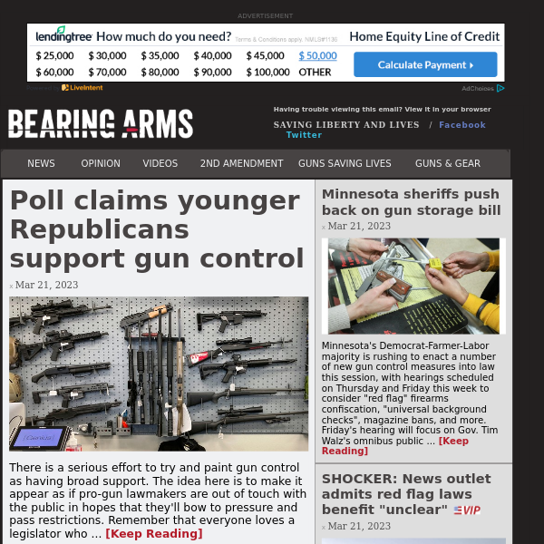 Bearing Arms - Mar 21 - Poll claims younger Republicans support gun control