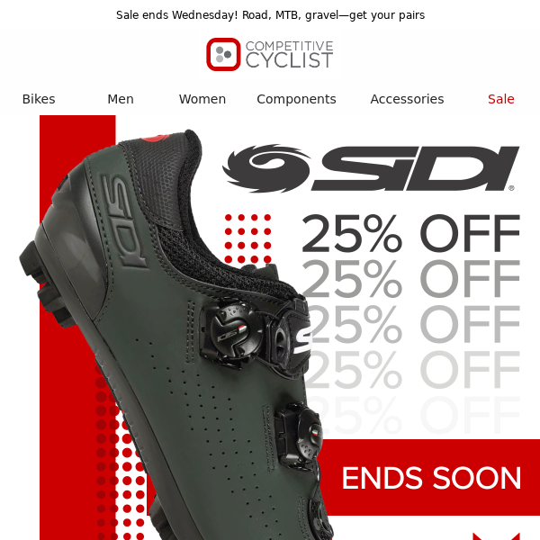 Final days: 25% off all Sidi shoes