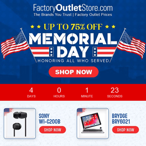 Exclusive Early Access to Memorial Day SALE!