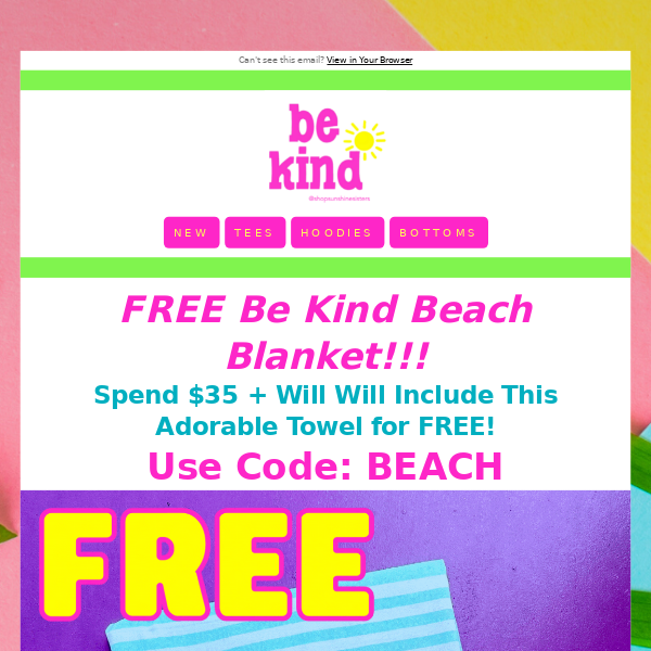 FREE Be Kind Beach Blanket 🏖️🌴