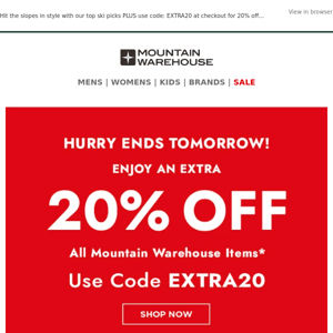 Extra 20% Off Ends Tomorrow! Shop Ski Picks