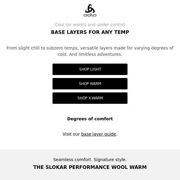 ODLO Size Guide