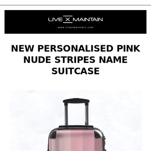 💗 New Pink Nude Stripes Name Suitcases