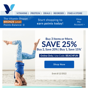 The Vitamin Shoppe: Shell out up to 25% less