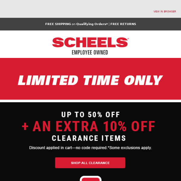 EXTRA 10% Off Clearance  Limited Time Only - SCHEELS