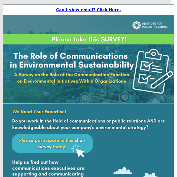 Participate in a NEW Short Survey on  Communications and Sustainability ♻️🌎✅