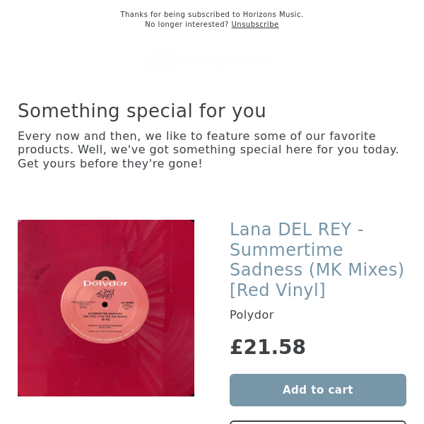 NEXT WEEK! Lana DEL REY - Summertime Sadness (MK Mixes) [Red Vinyl]