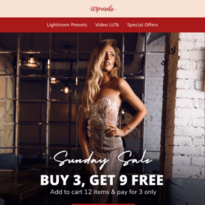⏰ Sunday Savings Alert: Buy 3, Get 9 Free