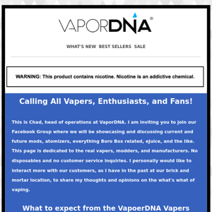 Calling All Vapers, Enthusiasts, and Fans! Join our Facebook Group!