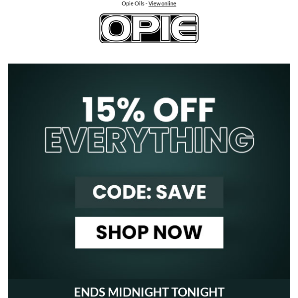 15% Off Everything - Final Few Days!