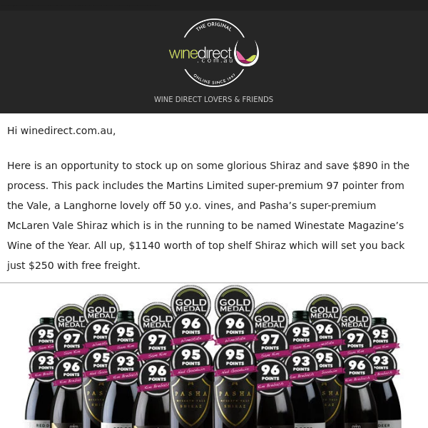 🍷 Save $890 on Shiraz from McLaren Vale and Langhorne Creek