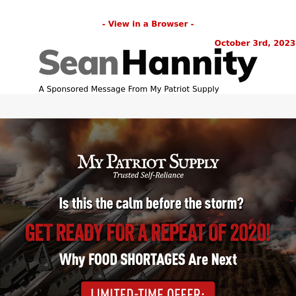 Is the Unthinkable Next? Grab Your Emergency Food Supply Today