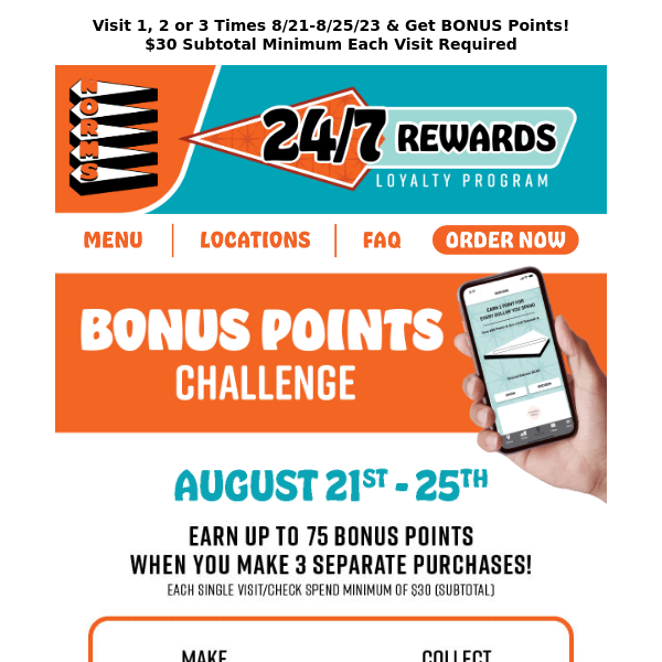 👏Earn 25, 50 Or Even 75 Bonus Points...This Week Only!