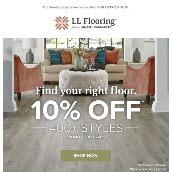 Your right floor is now 10% OFF!