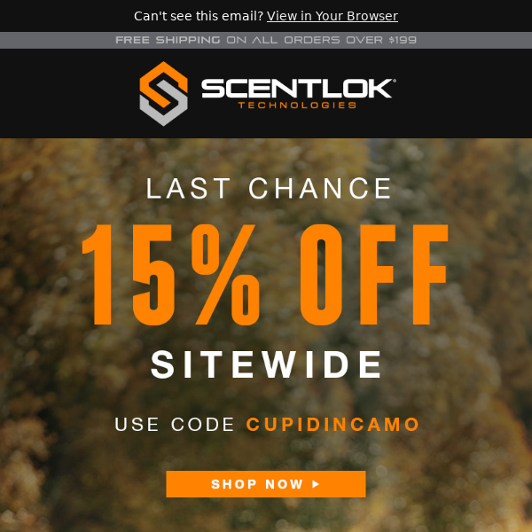 Last Chance for 15% off Sitewide