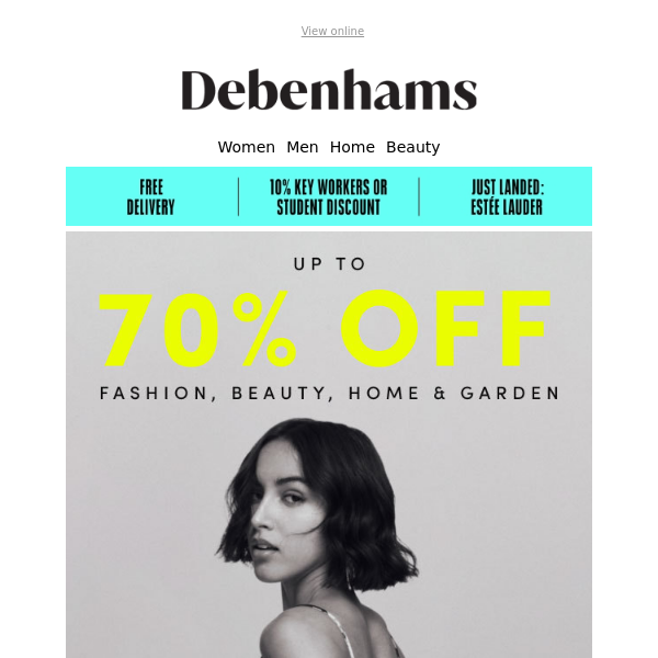 Up to 70% off Fashion, Home and Garden + FREE delivery