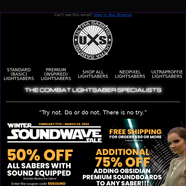 That's no moon, that's 50% Off Sabers with Sound!