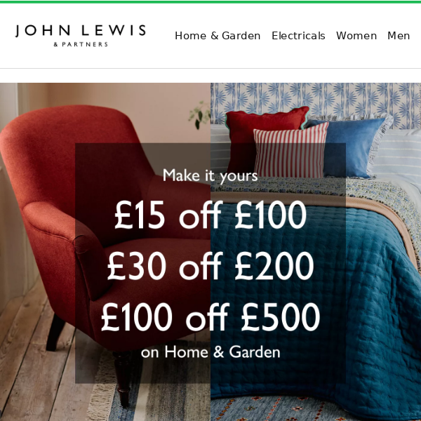 Get up to £100 off Home and Garden