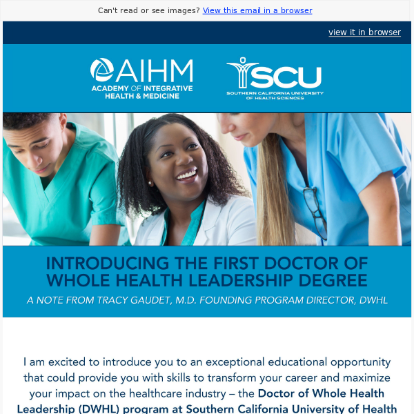 Introducing the First Doctor of Whole Health Leadership Program