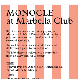 Monocle Shop pop-up at Marbella Club