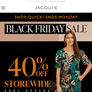 Hurry! 40% Off Storewide Must End Monday.