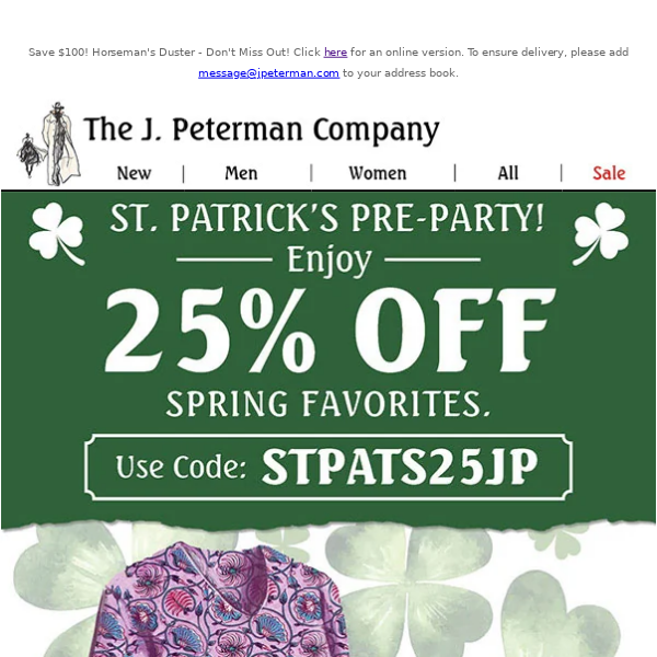 St. Patrick’s Pre-Party! 25% Off These Spring Favorites