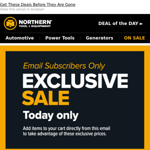 ★ Email Exclusive ★  1-Day Only ★  Save Big ★