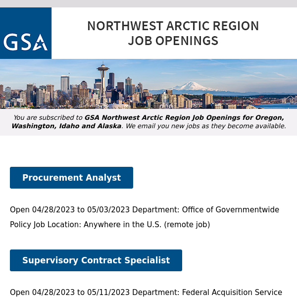 New/Current Job Opportunities in the GSA Northwest Arctic Region