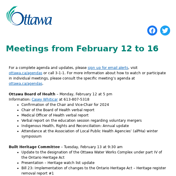Meetings from February 12 to 16