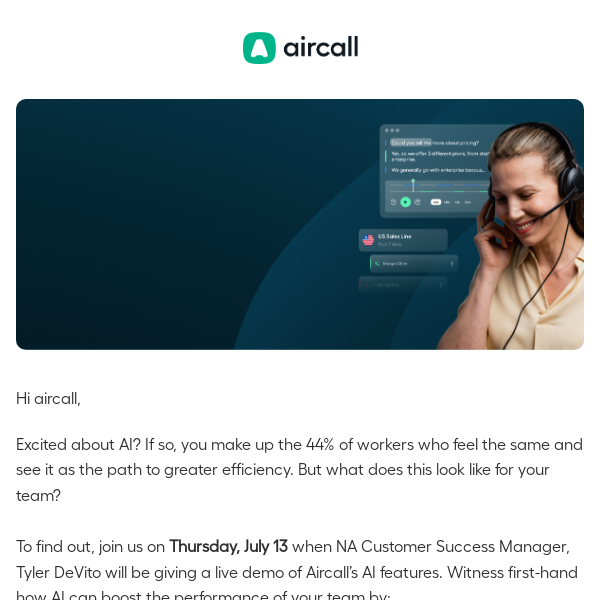 Boost your performance with AI, Aircall
