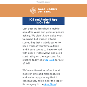 1000 Hours Outside Mobile App On Sale!