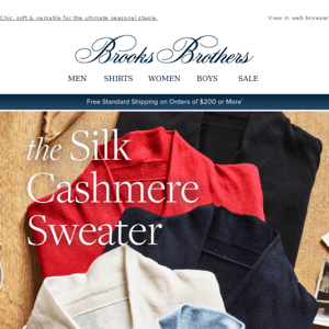 Luxurious: Silk cashmere sweaters for fall.
