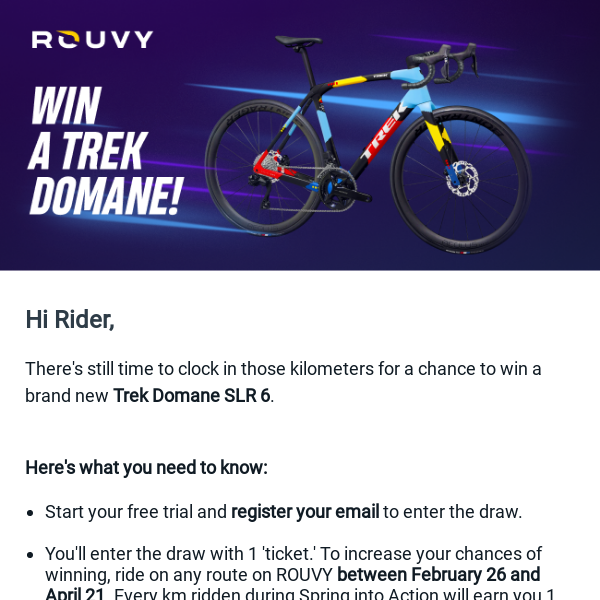 Last Call! The Trek Domane SLR 6 Draw is Almost Here.