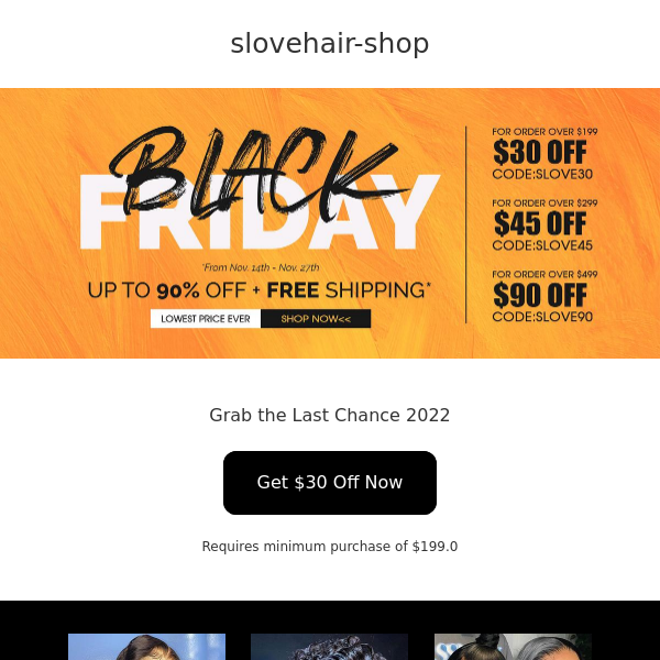 The Lowest Price Ever-SloveHair Black Friday